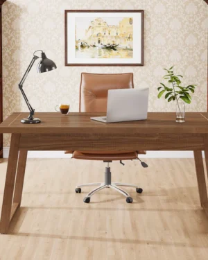 مكتب كمبيوتر خشبي بطول 1.40 متر، طاولة كتابة ودراسة بتصميم منتصف القرن مع درج.
