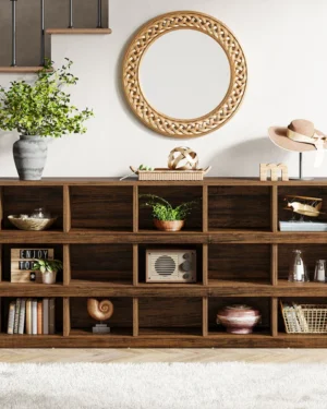 طاولة كونسول بطول 1.60 متر، طاولة أريكة ريفية بأربع طبقات مع 15 صندوق تخزين.