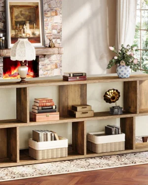 طاولة كونسول بطول 1.80 متر، طاولة أريكة ريفية بثلاث طبقات مع وحدات تخزين.