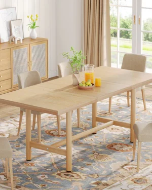 طاولة طعام خشبية بطول 1.60 متر، طاولة مطبخ ريفية تتسع لـ 6 أشخاص.